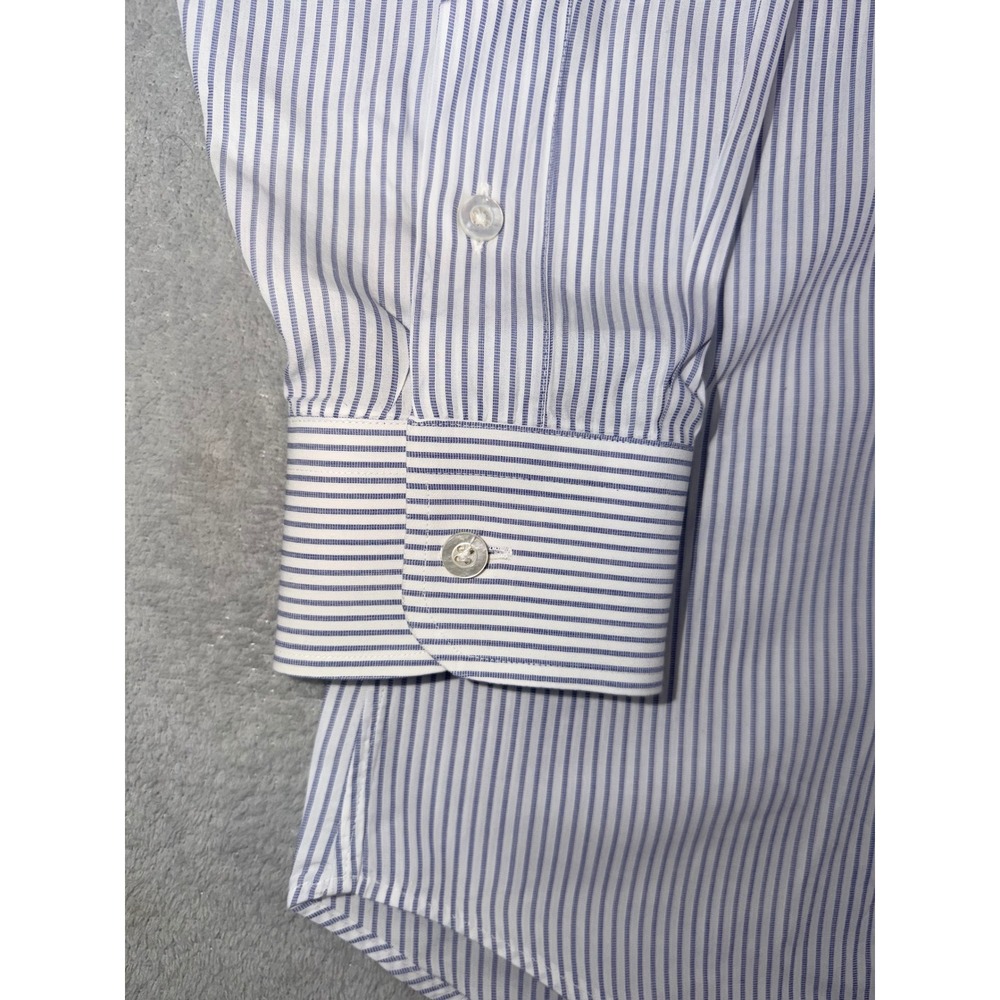 Gitman Bros Belk Mens 17.5X36 Blue White Pinstripe‎ Dress Shirt Long Sleeve USA - Picture 4 of 4